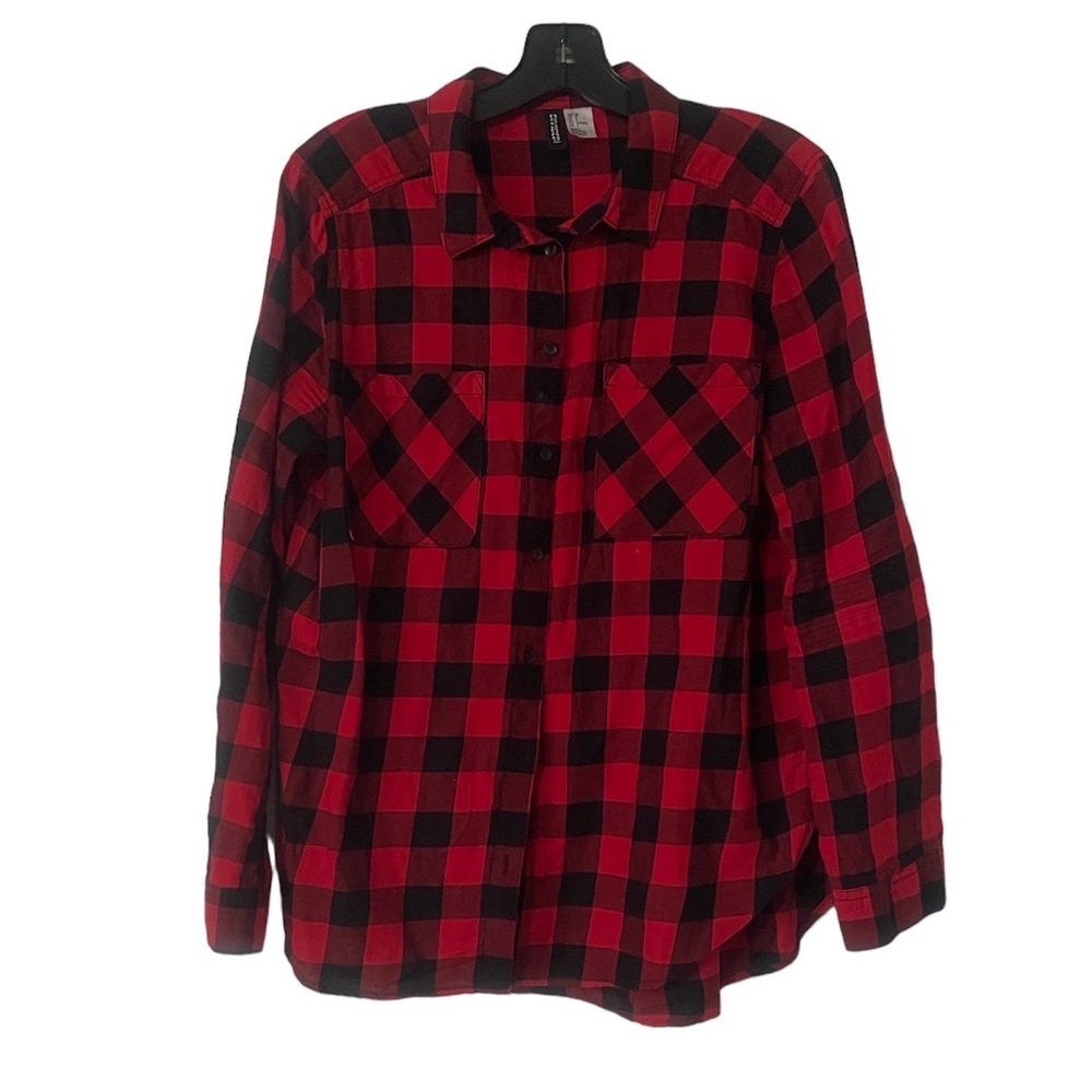 Red/black checkered long sleeve button up size 8